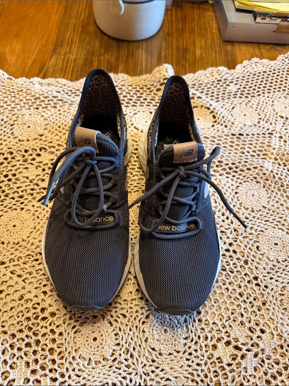 New Balance Women's Charcoal Knit Running Sneakers with White Soles